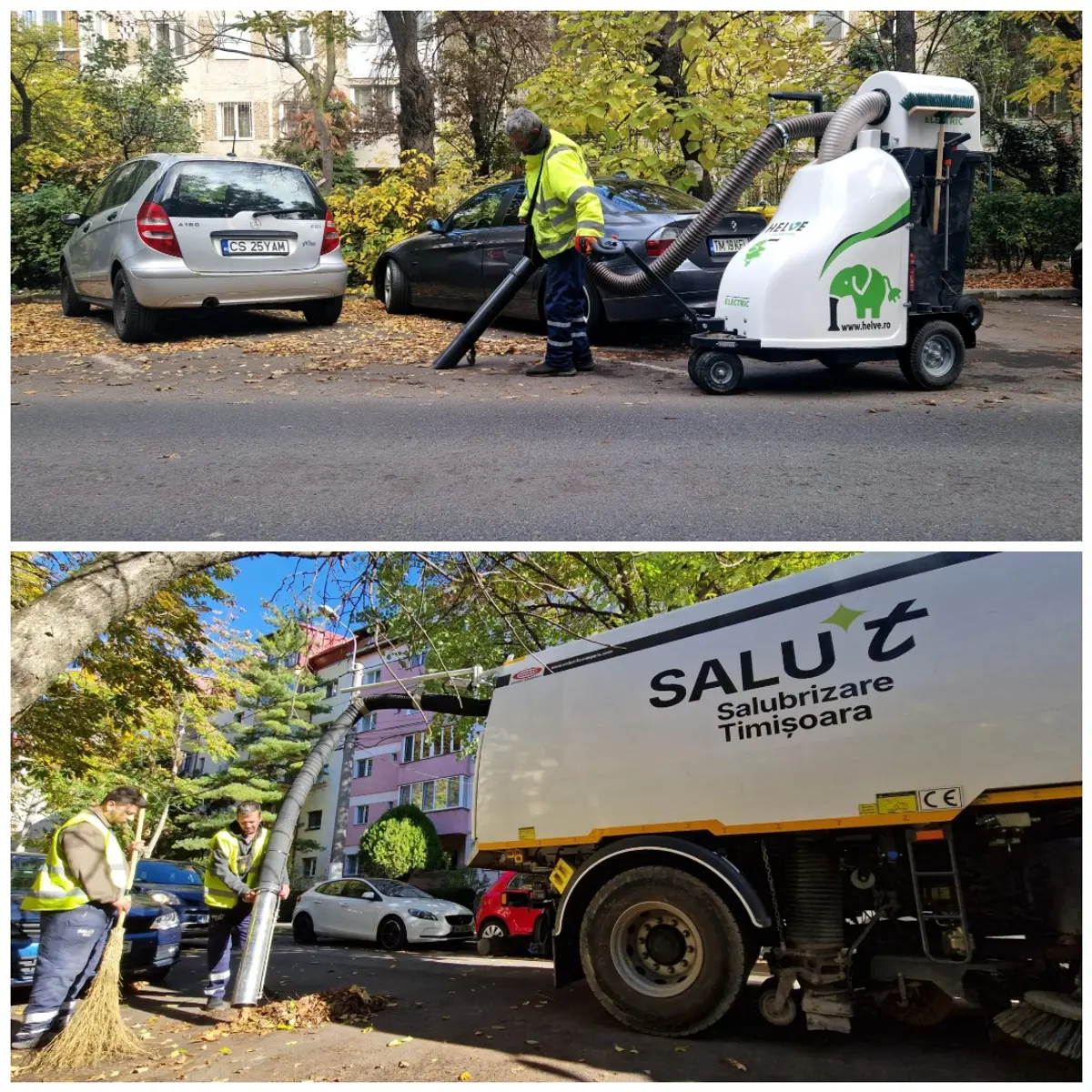 FOTO | SaluT a introdus automăturătoare și aspiratoare electrice urbane pe străduțele din cartierele Timișoarei