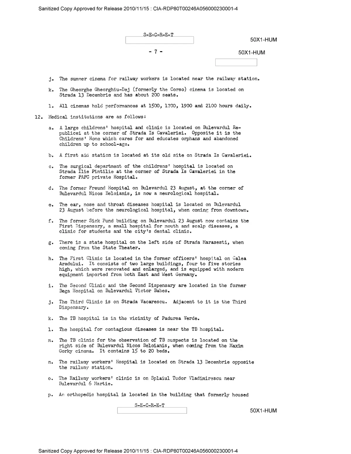 CIA a publicat hărți și informații urbane adunate despre Timișoara în 1960