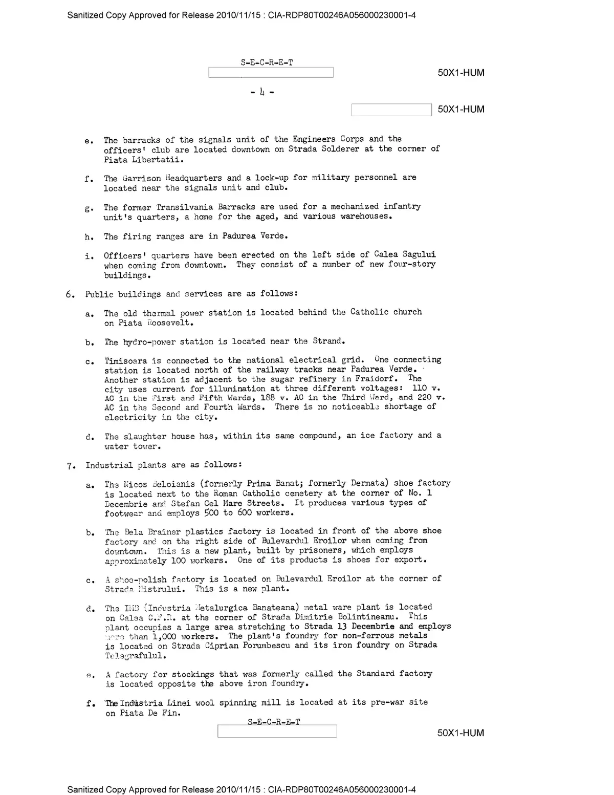 CIA a publicat hărți și informații urbane adunate despre Timișoara în 1960