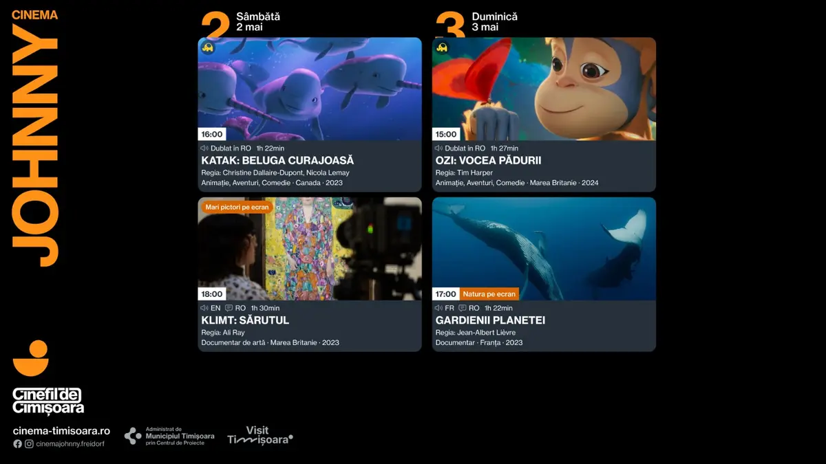 Programul saptamanii 2 - 3 mai, la Cinema Johnny