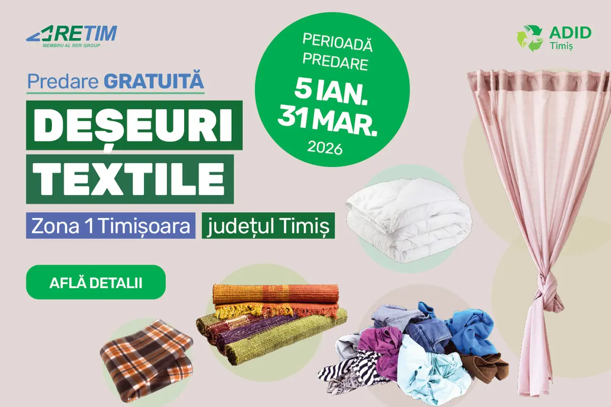 RETIM lansează în ianuarie prima campanie din 2026 pentru colectarea gratuită a textilelor