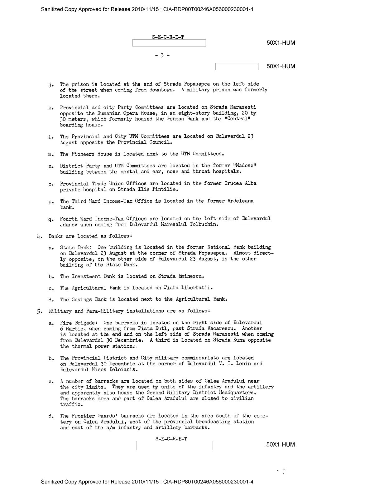CIA a publicat hărți și informații urbane adunate despre Timișoara în 1960