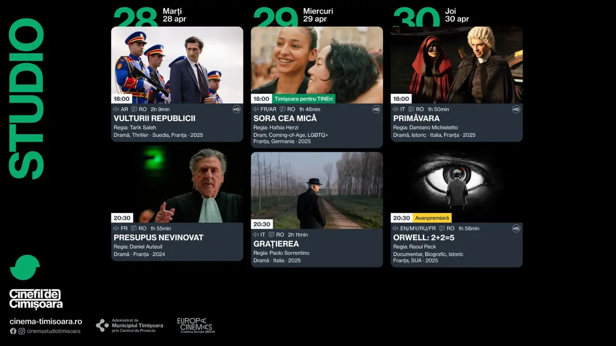 Programul saptamanii 28 aprilie - 3 mai, la Cinema Studio