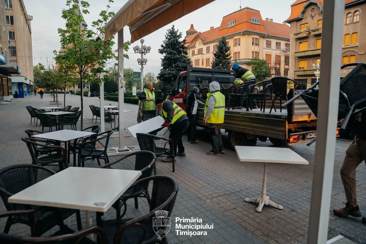 Primăria Timișoara a ridicat trei terase ilegale. Unul dintre proprietari este sancționat a doua oară