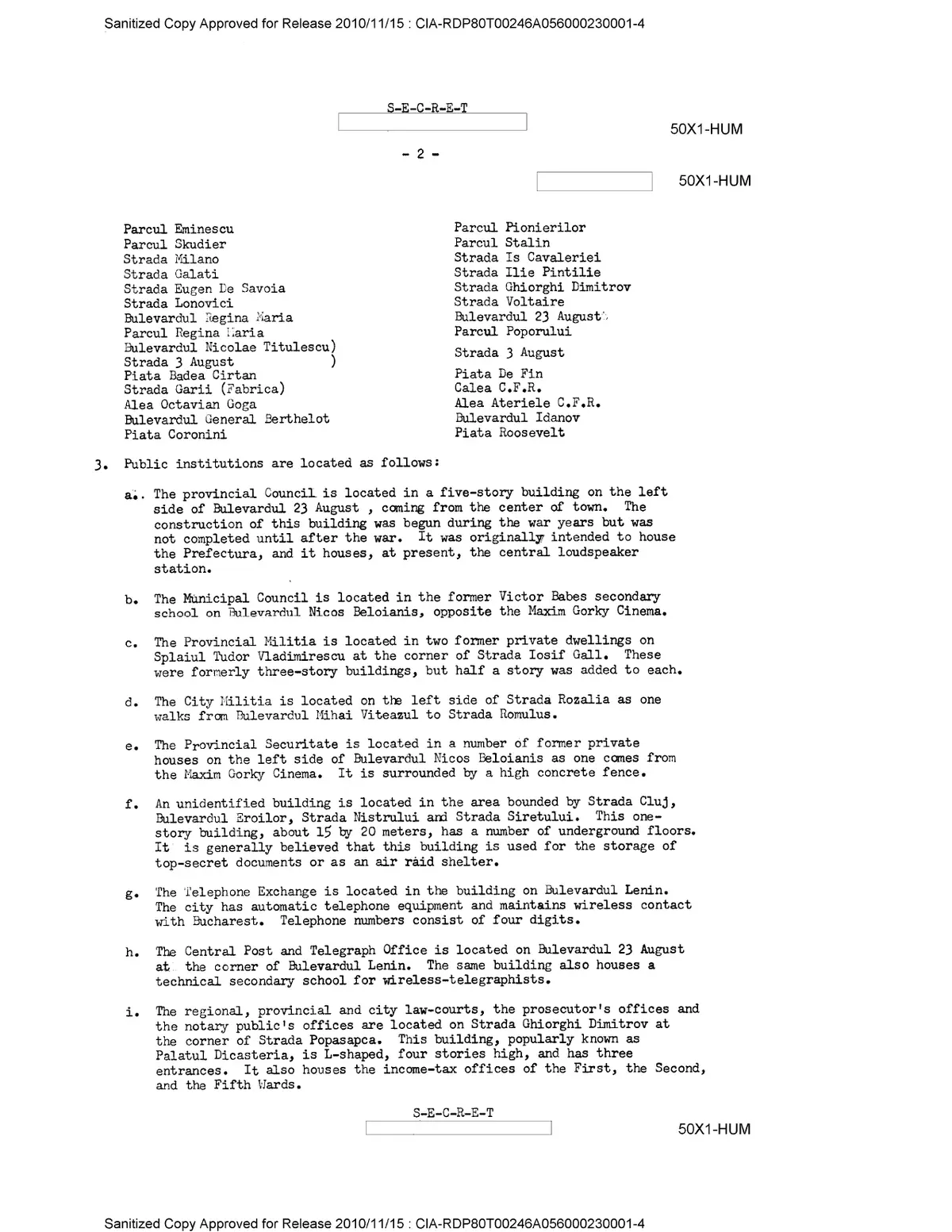 CIA a publicat hărți și informații urbane adunate despre Timișoara în 1960
