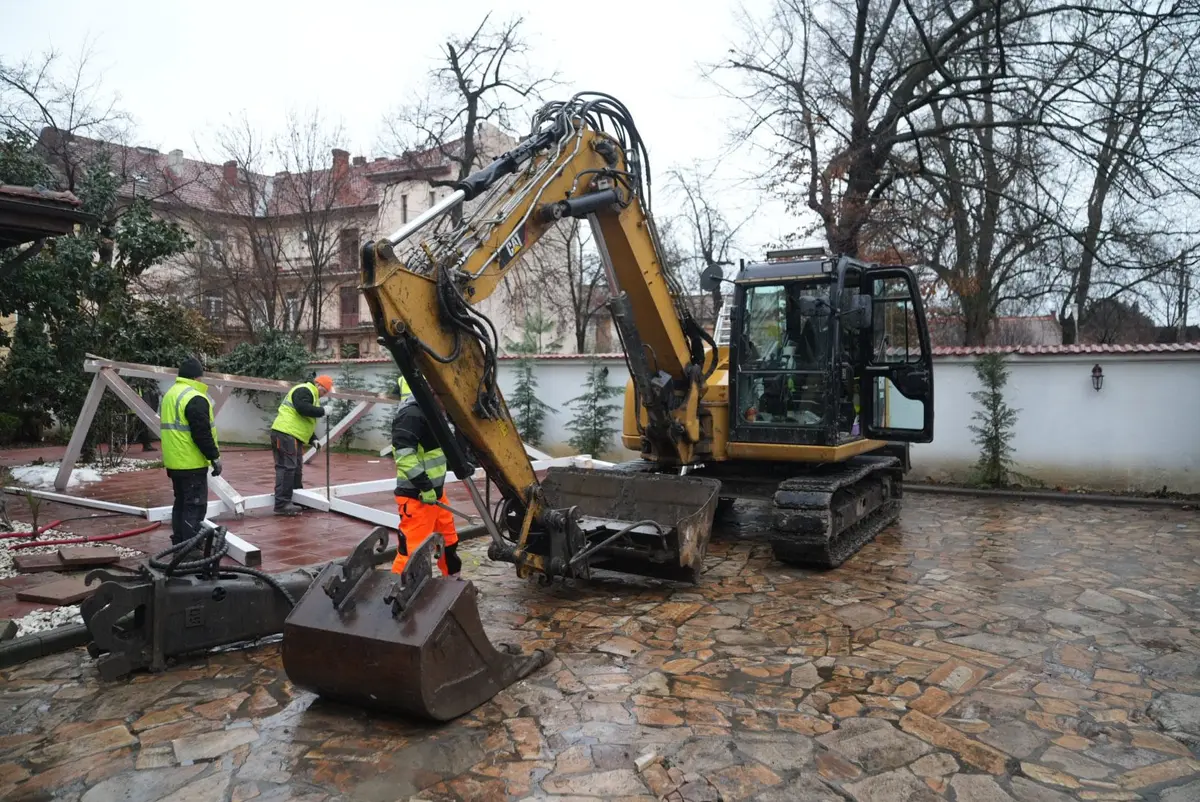 FOTO | Romii de mătase din Timișoara au furat peste 1000 mp dintr-un parc. Primăria le-a demolat construcțiile ilegale