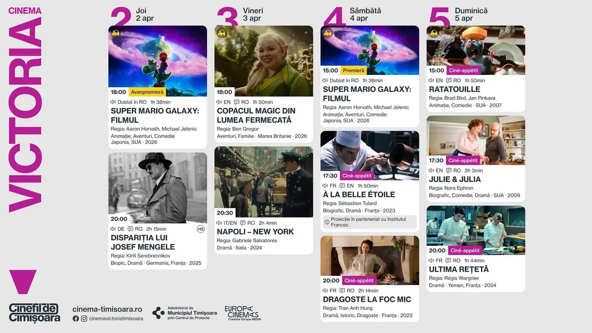 Programul săptămânii la Cinema Victoria