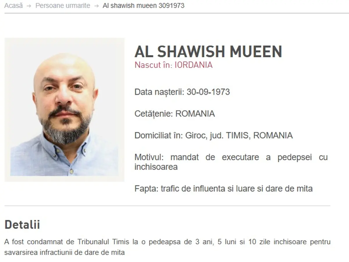 Al Shawish Mueen este dat în urmărire internațională