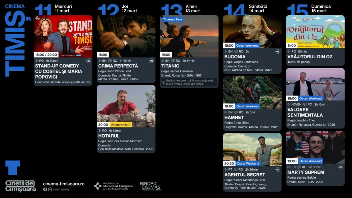 Programul saptamanii 13-15 martie, de la Cinema Timis