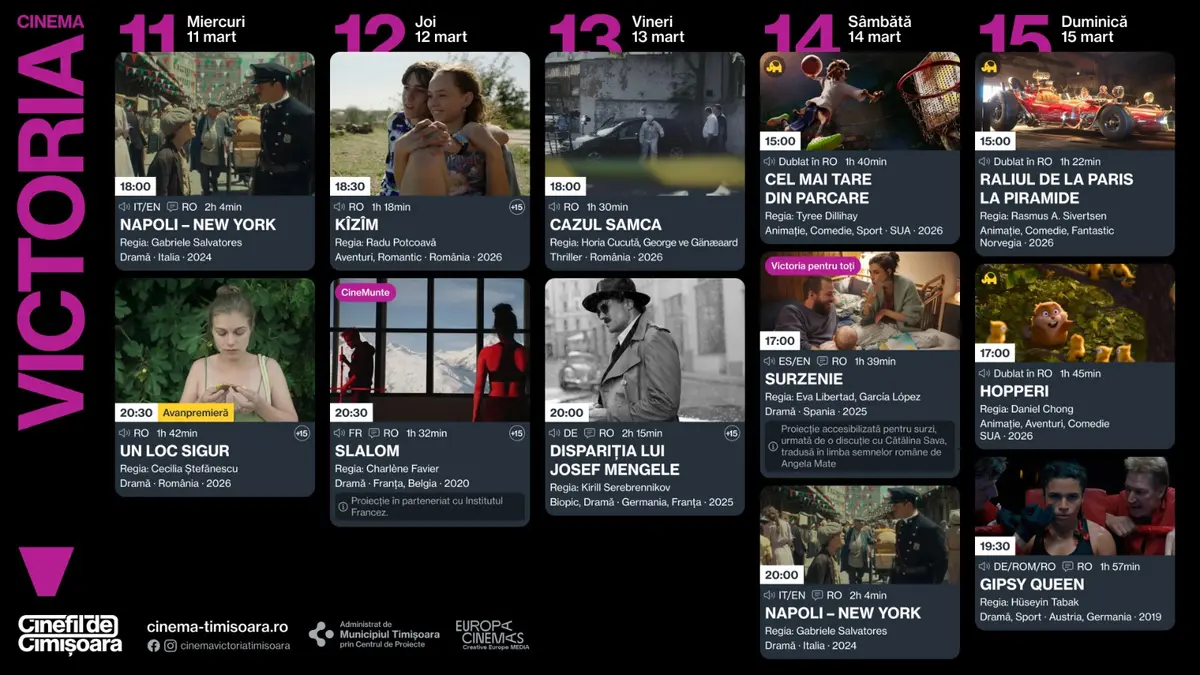 Programul saptamanii 13-15 martie, de la Cinema Victoria